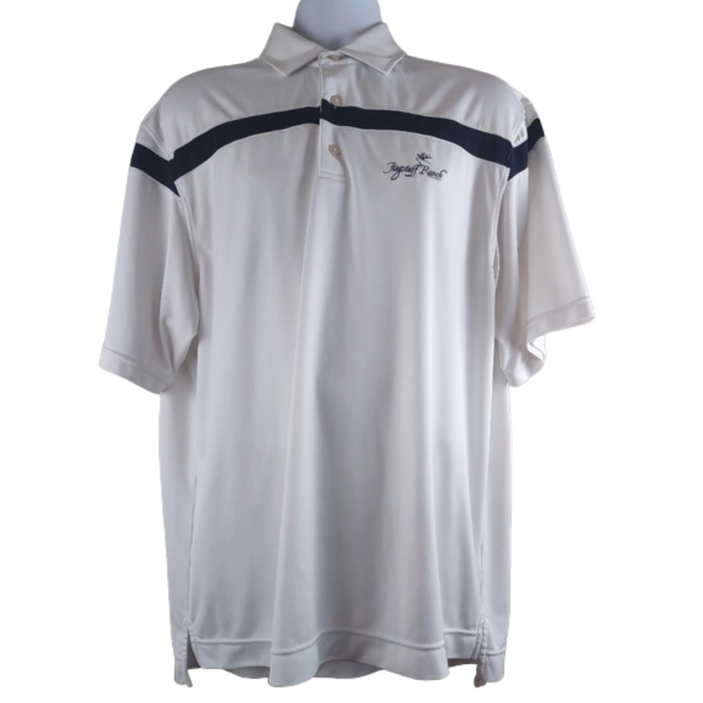 Footjoy Golf Polo Shirt Short Sleeve Stretch Wicking White Black Pullover Button